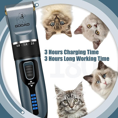 Cat Clippers, Professional Grooming Kit, Cordless Clippers for Thick Coats, Hair Trimmer, Low Noise Shaver Quiet Pet Tools Cats Dogs (Blue), 1.0 Count