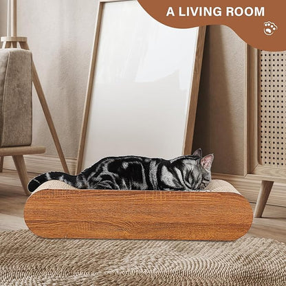 Cat Scratcher, Cardboard Lounge Bed, Bone Shape Design, Recyclable Corrugated Scratching Pad, Stable and Durable, Furniture Protector, Reversible, Brown