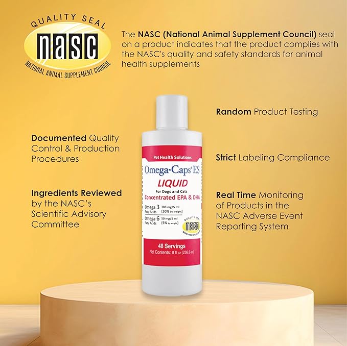 Liquid for Dogs and Cats High Potency Omega-3 and Omega-6 Fatty Acids Concentrated EPA and DHA Fish Oil Supplement Vet Formulated Made in USA Skin Coat Joint and Heart Health 8 fl oz 48 Servings