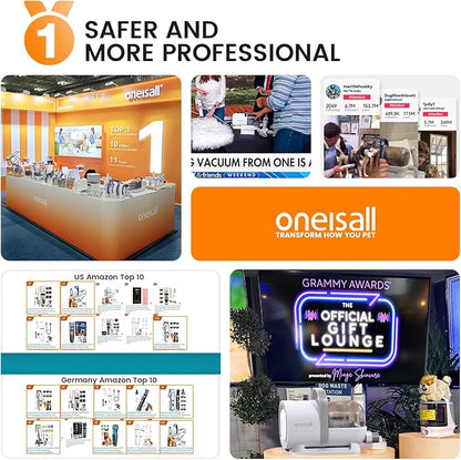 oneisall Dog Grooming Vacuum, Pet Grooming Vacuum with Clipper Nail Grinder, 1.5L Dust Cup Dog deshedding Vacuum Brush with 7 Pet Grooming Tools for Shedding Pet Hair, Home Cleaning