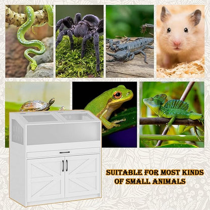 29.4" Indoor Guinea Pig Hamster Cages for Small Animals, Large Critter Nation Cage with Barn Doors, Frosted Acrylic, Metal Handles for Guinea Pig, Hamster, Gerbil, Hedgehog, White