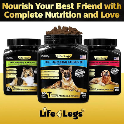 Soft Chews Hip and Joint Supplement for Dogs - Dog Joint Pain Relief Treats - Glucosamine, Chondroitin, Turmeric - Mobility Bites Supplement