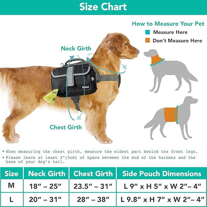 PetAmi Dog Backpack for Medium & Large Dogs, Saddle Bag for Dogs to Wear for Hiking, Pet Backpack Harness Dog Pack with Reflective Side Pockets for Walking Running