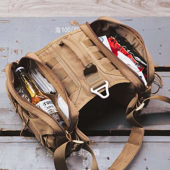 EXCELLENT ELITE SPANKER Dog Pack Dog Saddle Bag Backpack for Camping Hiking Medium & Large Dog with 2 Capacious Side Pockets (M, Coyote Brown)