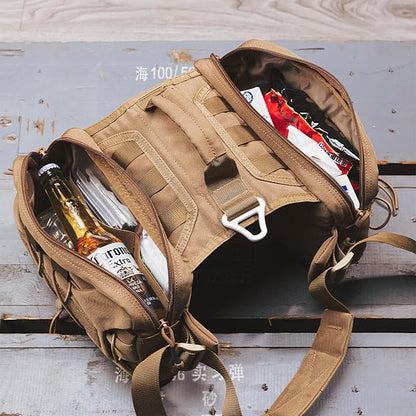 EXCELLENT ELITE SPANKER Dog Pack Dog Saddle Bag Backpack for Camping Hiking Medium & Large Dog with 2 Capacious Side Pockets (M, Coyote Brown)