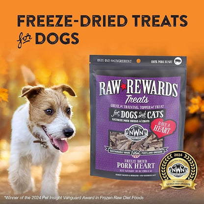 Northwest Naturals Raw Rewards Freeze-Dried Pork Heart Treats for Dogs and Cats - Bite-Sized Pieces - Healthy, 1 Ingredient, Human Grade Pet Food, All Natural, Proudly Made in USA, 10 Oz