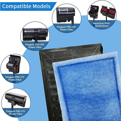 12 Pack Rite-Size C Filter Cartridges for Marineland Penguin PRO Power Filters 275/375 & Original Penguin Power Filters 200/350 Fish Tank Filter for Marineland Aquarium (Blue)