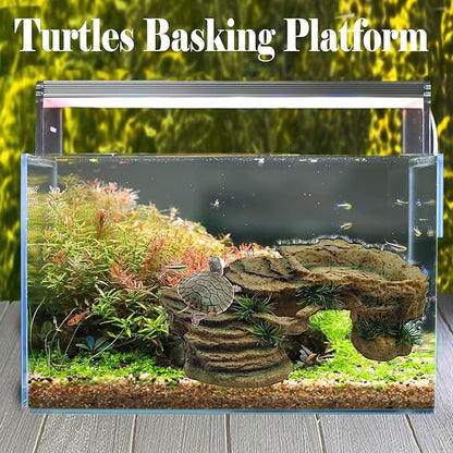 kathson Turtle Basking Platform,Tortoise Resin Climbing Rock Rectangular Resting Terrace Tank Accessories,Reptiles Dock Hide Cave Habitat Decoration for Bearded Dragon Lizard Geckos Spiders (3 PCS)