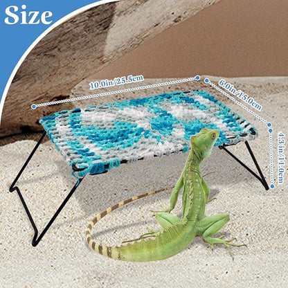 kathson Bearded Dragon Hammock Bed,Lizard Lounger for Rest Reptiles Pet Toy Reptile Hammock with Stand Climbing Accessories for Habitats Small Leopard Gecko Snake Chameleon