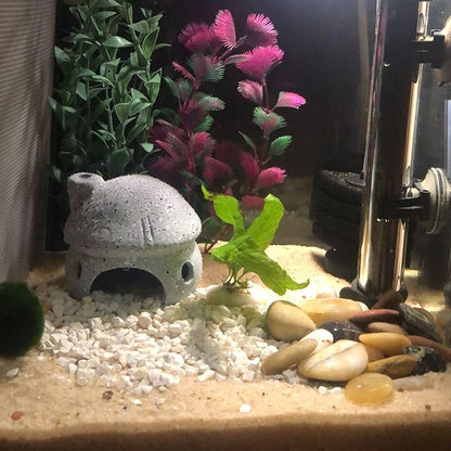 Aquarium Mushroom House Decorations, Small Ceramic Pleco Caves Betta Tank Accessories, Cute Mushroom Shape Fish Tank Decorations, Grey