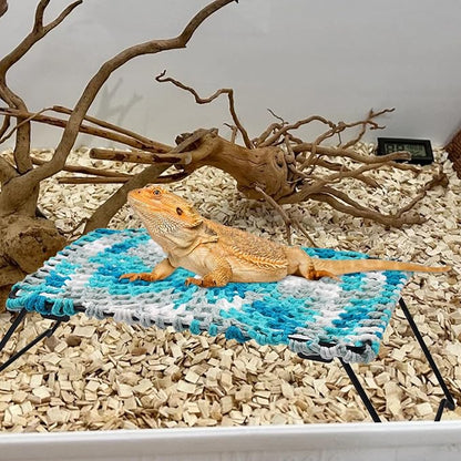 kathson Bearded Dragon Hammock Bed,Lizard Lounger for Rest Reptiles Pet Toy Reptile Hammock with Stand Climbing Accessories for Habitats Small Leopard Gecko Snake Chameleon