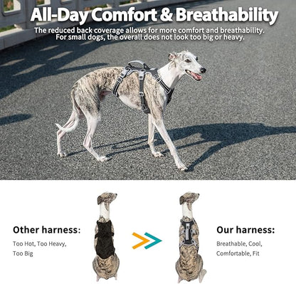 Escape Proof Dog Harness, No Pull Reflective Harness with Lift Handle, Adjustable Pet Vest with Front and Back Leash Clips for Small Medium Large Dogs Walking Hiking Training (Black,XL)