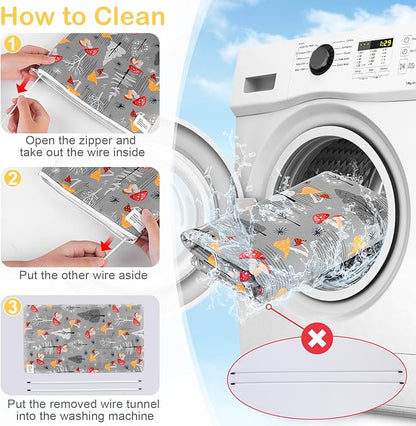 Bienbee Guinea Pig Tunnel and Hideout, Washable Rabbit Tunnel and Bunny House, Small Animal Gray Mushroom