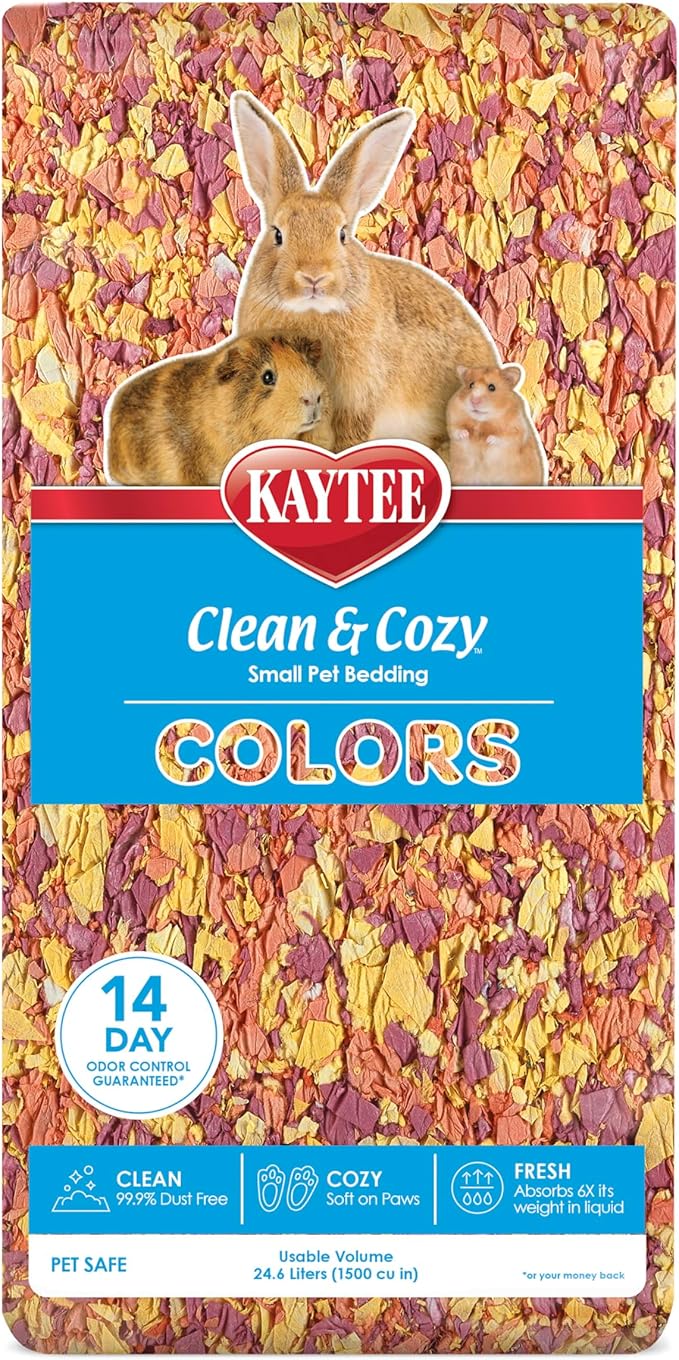 Kaytee Clean & Cozy Colors, Small Animal Bedding with Extreme Odor Control, Sunset, 24.6 Liters