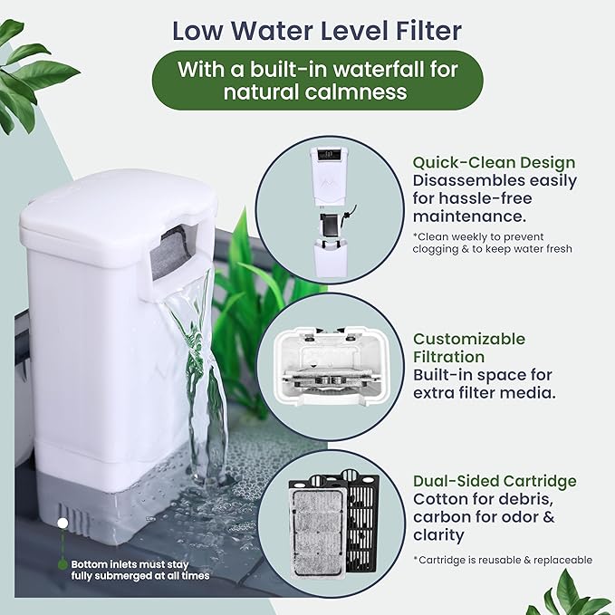 Small Turtle Tank Kit for Aquatic Turtles – Complete Starter Habitat with Filter, UVB Lamp, Basking Platform, Plants – Turtle Aquarium Kit (Black)