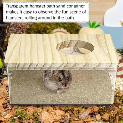 kathson Hamster Sand Bath Box Transparent Gerbil Bathroom & Digging Box Acrylic Small Syrian Hamster Litter Box Hamster Dust Bath Container Cage Accessories for Lemming Mice (Small Rectangle)