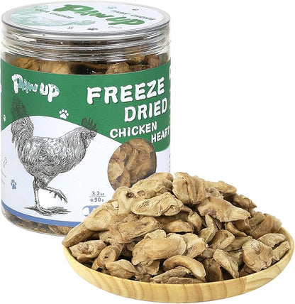 Freeze Dried Chicken Heart Pet Treats, High Protein Freeze-Dried Pet Food for Dogs, Cats, Fresh Ingredient, 3.2 oz, Rawhide Free, Gluten&Grain Free