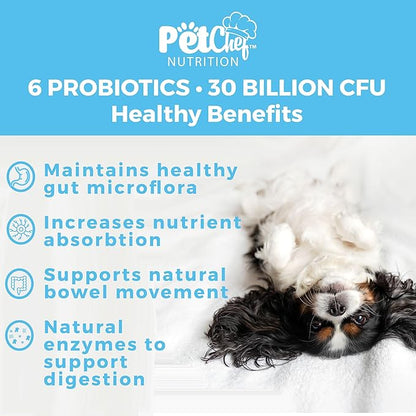 Pet Chef Dog Probiotics: Cannine Gut Issues? Smelly Breath, Runny Eyes, Paw Licking. Imrove Dog Digestion Health. Multi Strain Pre & Probiotics for Dogs Fixes Poop Issues. 140ct Best Value!