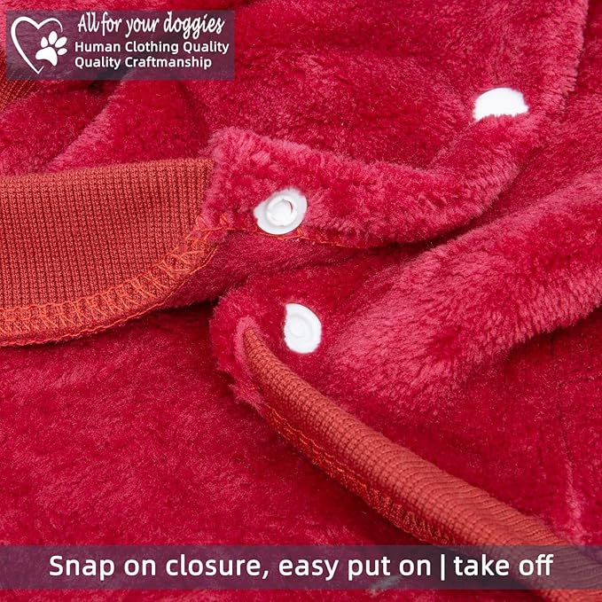 FabriCastle Dog Hoodie Sweater for Small Dogs Boy and Girl, Dog Clothes XS XXS Puppy Sweatshirt, Pet Outfit, Cat Clothing Super Soft Warm Snap On Closure (Wine red, X-Small)