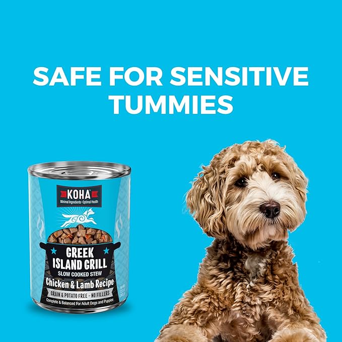 KOHA Greek Island Grill Stew for Dogs with Chicken and Lamb, High Protein Wet Dog Food, 12.7oz Cans (Case of 12)