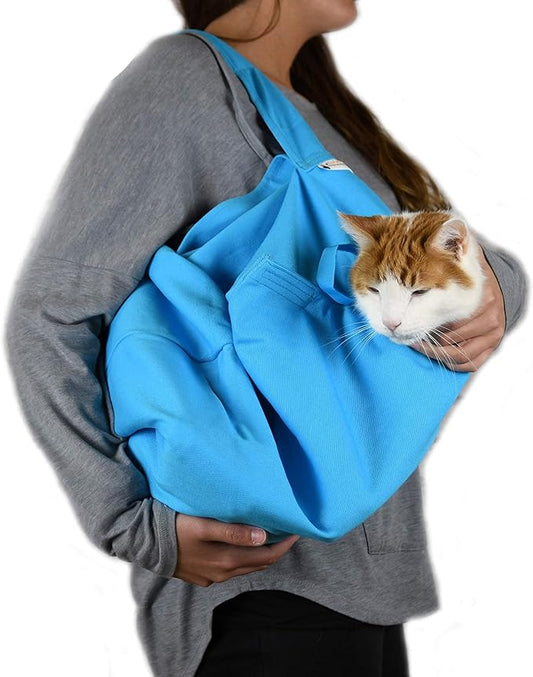 Cozy Comfort Carrier - Small Light Blue Cat Carrier Soft and Pet Carrier Administration, Grooming, Vet Visits, Dental Care, and Nail Trimming