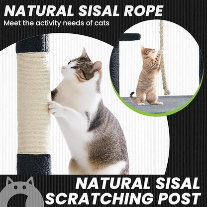 59 Inch Cat Tree Tower, Multi-Level Large Cat Tree for Indoor with Super Large Bed, Hammocks, Scratching Posts, Dangling Ball, Cat Furniture, Activity Center