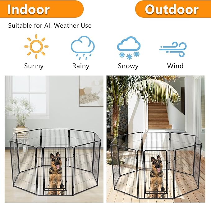 BestPet Indoor Dog Playpen,40inch 8 Panels Dog Pen Fence Outdoor Pet Playpen with Gravity Lock & Wide Door Pet Exercise Pen for RV Camping Yard, Black