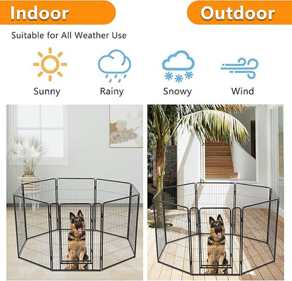 BestPet Indoor Dog Playpen,40inch 8 Panels Dog Pen Fence Outdoor Pet Playpen with Gravity Lock & Wide Door Pet Exercise Pen for RV Camping Yard, Black