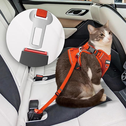 Kitten Harness and Leash Seat, 3 in 1 Adjustable Breathable Soft, Easy to Control Reflective Cat Harness Escape Proof, Cat Products, Orange, XXS