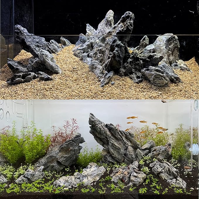 KINGRUI Aquarium Rocks Seiryu Rock Stone 44lb Dragon Stone for Aquarium Landscaping Models Fish Tank Decoration Reptile and Amphibian enclosures 3 to 9 inch