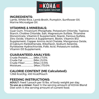 KOHA Pet Limited Ingredient Bland Diet for Dogs Value Pack, Lamb and White Rice Recipe Sensitive Stomach Wet Dog Food, Gentle Formula Easy to Digest Bland Diet Dog Food, Pack of 30