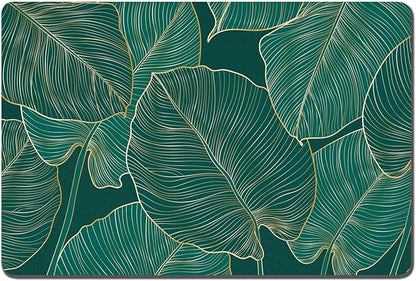 Rnivvi Dog Food Mat, 12" x 19" Flower Absorbent Dog Cat Bowl Mat for Food and Water, 3MM Anti-Slip Rubber Pet Feeding Rug Protect Floors, Puppy Placemat for Feeding & Watering Supplies, Tropical