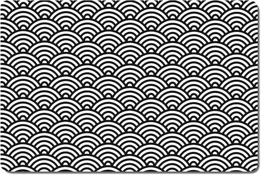 Rnivvi Dog Food Mat, 16" x 24" Absorbent Dog Cat Bowl Mat for Food and Water, Cute Anti-Slip Rubber Pet Feeding Rug Protect Floors, Puppy Placemat for Feeding & Watering Supplies,Gray Rounded Wave