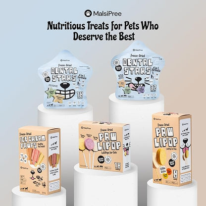 MalsiPree Freeze Dried Dental Chews for Dogs - Clean, Brighten, Freshen Breath & Minimize Tartar - Dog Teeth Cleaning Chews - Anti-Choke - Natural Lysozyme (Chicken Base, 18 pc)