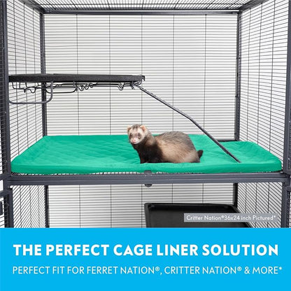 Paw Inspired Fitted Fleece Liner for Ferret Nation, Critter Nation Cage for Ferrets, Rats, Chinchillas, Hedgehogs & Other Small Animals (Green, Top Pan Liner)