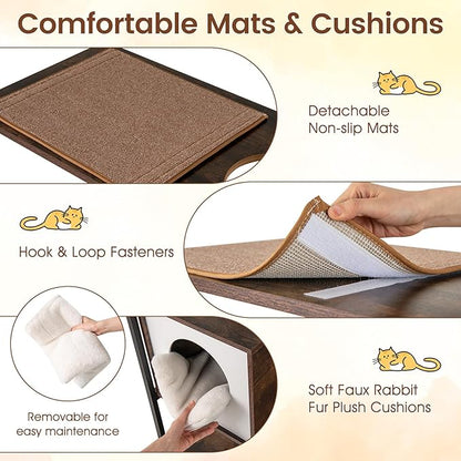 Tangkula Modern Cat Tree, 52 Inch Multi-Level Cat Tower with Metal Frame, 2 Wooden Condos, Sisal Scratching Posts, Detachable Cushion & Mats, Dangling Balls, Space Capsule Nest for Indoor Cats