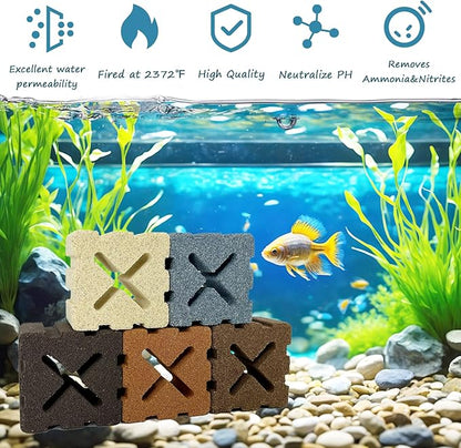 SHIGATSU Aquarium Filter Media, 15 Pack Aquarium Ceramic Bio Filter Media for Saltwater and Freshwater Pond Fish Tank