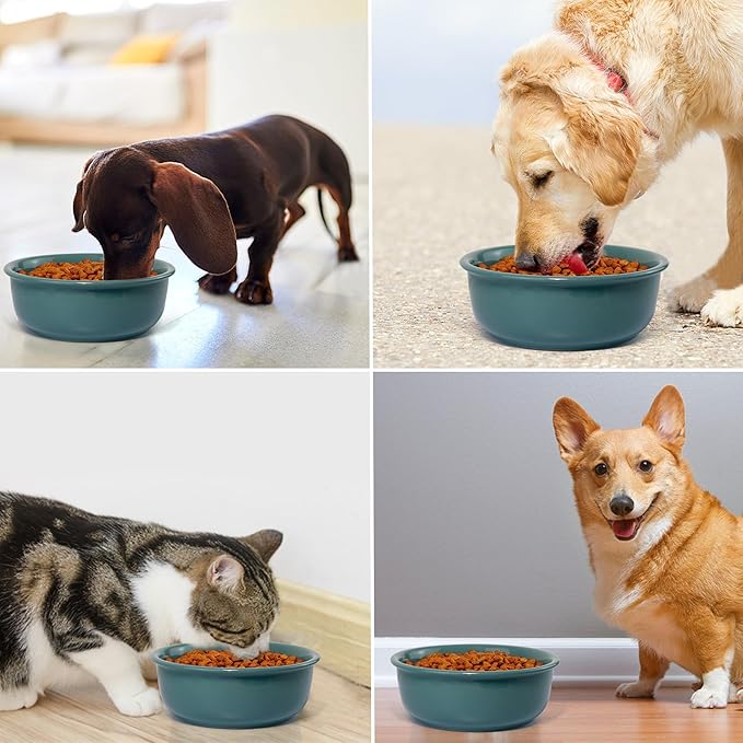 Single Replacement Bowl for 6.3'' High Elevated Dog Bowls, Non-Slip Pet Feeding Dishes for Small Medium Dogs and Cats, Durable Porcelain Dog Food and Water Bowls(28oz, Dark Green)