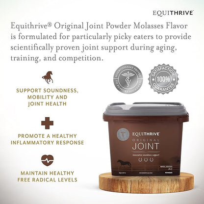 Equithrive Original Joint Supplement Powder with Resveratrol and Hyaluronic Acid for Horses, Equine Care, Molasses Flavor, 2 lbs