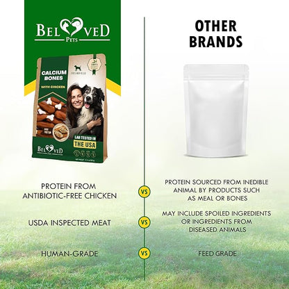 Beloved Pets Dog Treats, Calcium Bones Wrapped Chicken & Rawhide Free Chew 11Oz - Pet Healthy Dried Snacks & Grain Free Meat - Bulk Best Chews for Christmas, Training Small & Large Dogs - Made for USA
