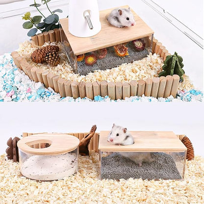 kathson Hamster Sand Bath Box Transparent Acrylic Small Animals Shower Bathtub Guinea Pigs Digging Sand Container Cage Accessories for Lemmings Gerbil Mice Hedgehog Chinchilla (Rectangle)