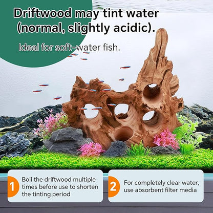 Driftwood for Aquarium Natural Aquarium Wood for Aquascaping Fish Tank Decorations Reptile Tank Decor (Porous Natural Driftwood 10-16“)