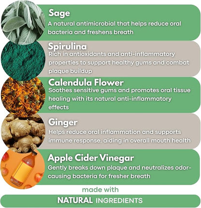 Bad Breath Oral Support for Dogs 5 in 1 – 10 Oral Melts – Natural Sage, Spirulina, Apple Cider Vinegar – Dog Dental Care Products & Breath Freshener – Fast Dissolving Dog Breath Treats