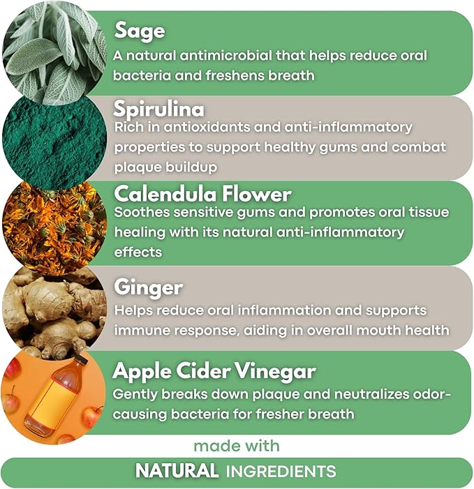 Dog Breath Freshener 5 in 1 – 30 Oral Strips – Natural Sage, Spirulina, Apple Cider Vinegar – Dogs Dental Care Products, Fresh Breath & Oral Hygiene Support – No Chew Dog Breath Mints