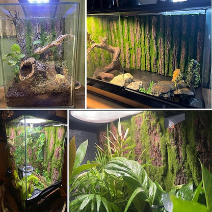 kathson Reptile Cork Terrarium Background Decor Climbing Mat Habitat Fitting Bark Backdrop Wall Artificial Moss for Lizard Gecko Bearded Dragon Chameleon(3 Pcs)