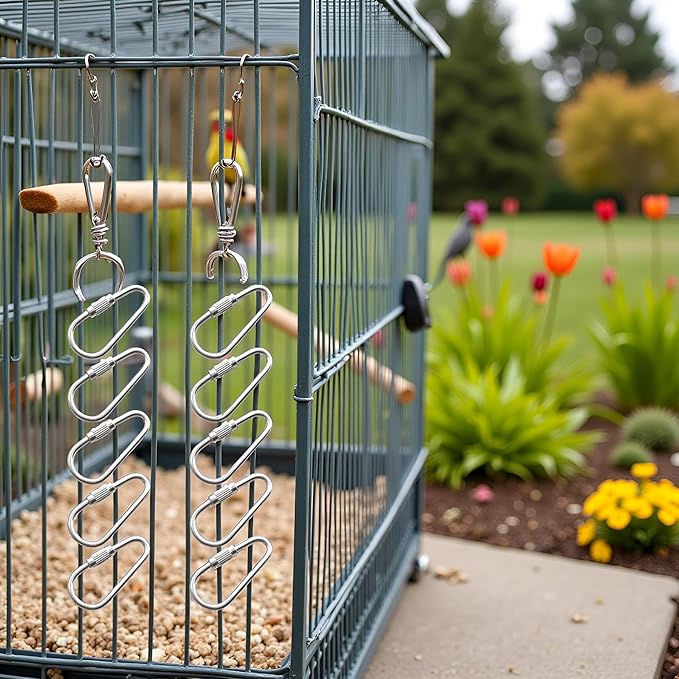 10 Pcs Silvery Parrot Toy Hook Stainless Steel Parts Heavy Duty Metal Hooks Suitable for Most Bird Or Small Animal Hanging Toys Parrot Bird Hooks Metal Stainless Steel Parts DIY Bulk Birds