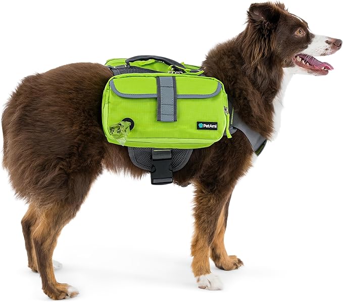 PetAmi Dog Backpack for Medium & Large Dogs, Saddle Bag for Dogs to Wear for Hiking, Pet Backpack Harness Dog Pack with Reflective Side Pockets for Walking Running