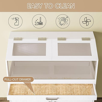 Hamster Cage with Storage Cabinet, Guinea Pig Cage for Small Animals, Large Hamster Cage and Habitat with Easy View Acrylic Panels for Hamster, Rabbit, Guinea Pig, Hedgehog (39"x19"x40")