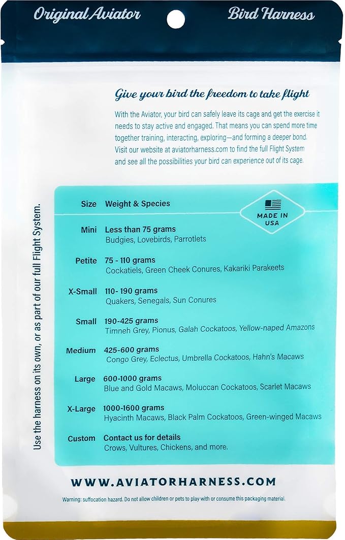 The AVIATOR Pet Bird Harness and Leash: Small Red