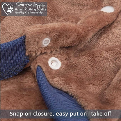 FabriCastle Dog Hoodie Sweater for Small Dogs Boy and Girl, Dog Clothes S XS XXS Puppy Sweatshirt, Pet Outfit, Cat Clothing Super Soft Warm Snap On Closure (Camel-Navy, Small)